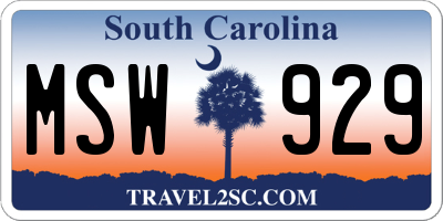 SC license plate MSW929