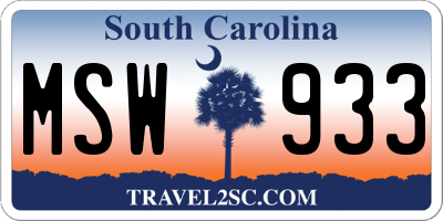 SC license plate MSW933