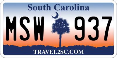 SC license plate MSW937