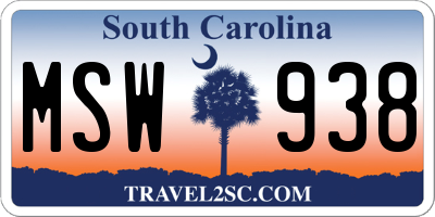 SC license plate MSW938