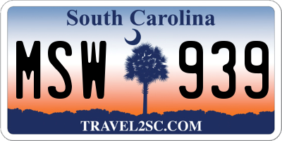 SC license plate MSW939