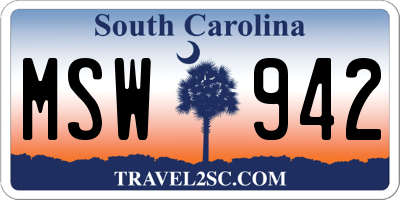 SC license plate MSW942