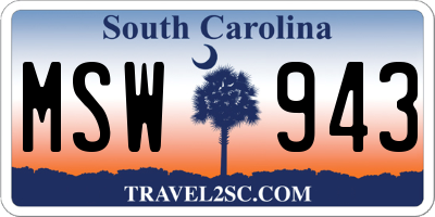 SC license plate MSW943
