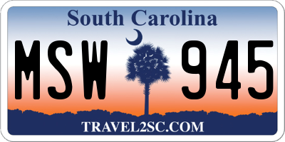 SC license plate MSW945