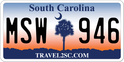 SC license plate MSW946