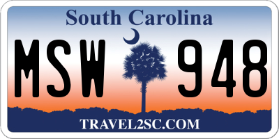 SC license plate MSW948