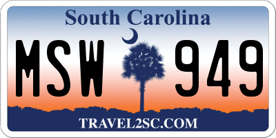SC license plate MSW949