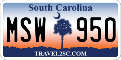 SC license plate MSW950