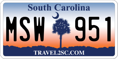SC license plate MSW951