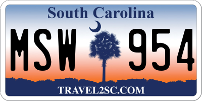 SC license plate MSW954