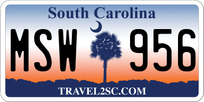 SC license plate MSW956