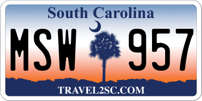 SC license plate MSW957