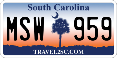SC license plate MSW959