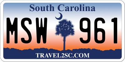 SC license plate MSW961