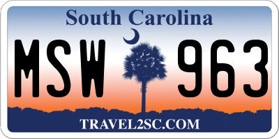 SC license plate MSW963
