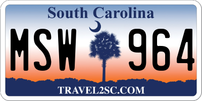 SC license plate MSW964