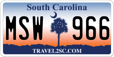SC license plate MSW966