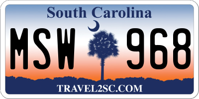 SC license plate MSW968