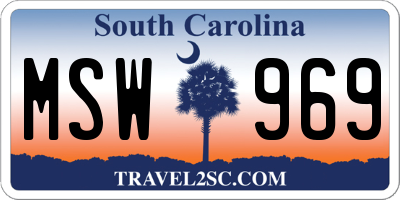 SC license plate MSW969