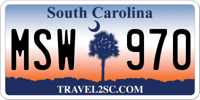 SC license plate MSW970