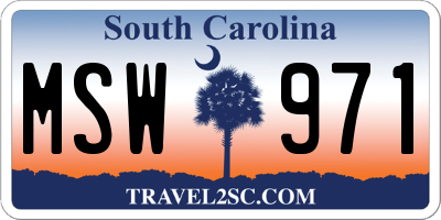 SC license plate MSW971