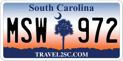 SC license plate MSW972