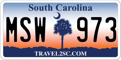 SC license plate MSW973