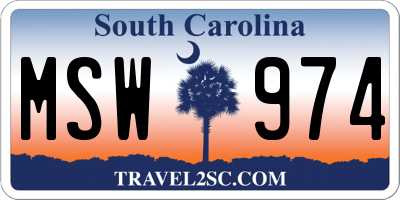 SC license plate MSW974
