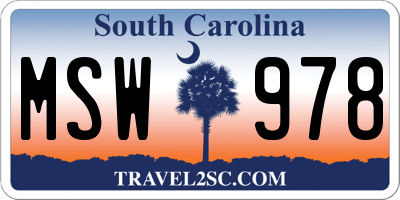 SC license plate MSW978