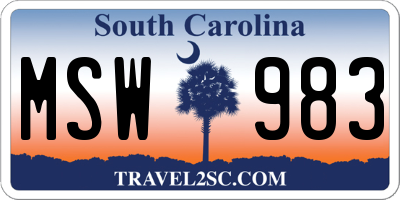 SC license plate MSW983