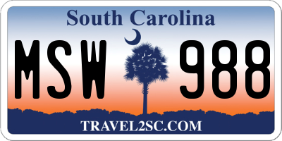SC license plate MSW988