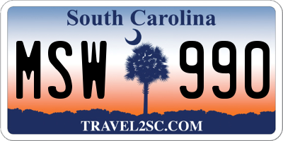 SC license plate MSW990
