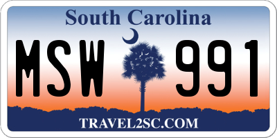 SC license plate MSW991