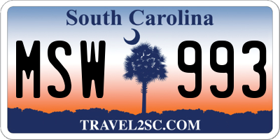 SC license plate MSW993