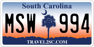 SC license plate MSW994