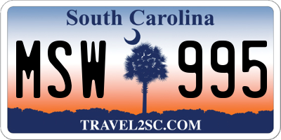 SC license plate MSW995