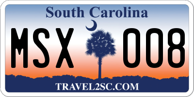 SC license plate MSX008