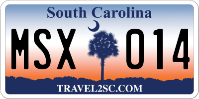 SC license plate MSX014