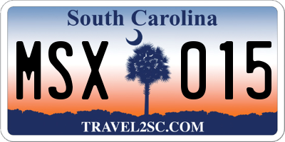SC license plate MSX015