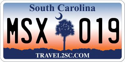 SC license plate MSX019