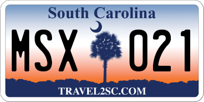 SC license plate MSX021