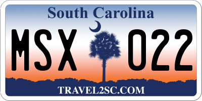 SC license plate MSX022