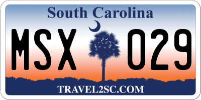 SC license plate MSX029