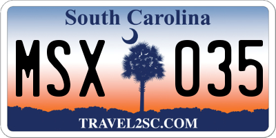 SC license plate MSX035