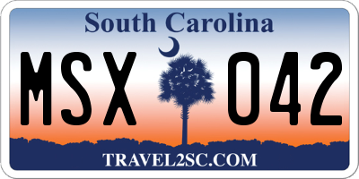 SC license plate MSX042