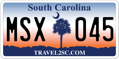SC license plate MSX045