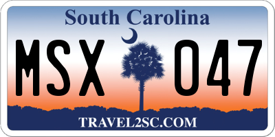 SC license plate MSX047