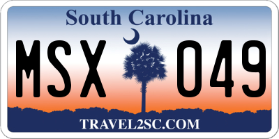 SC license plate MSX049