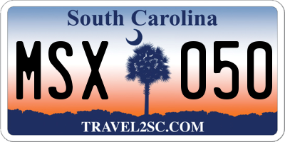 SC license plate MSX050