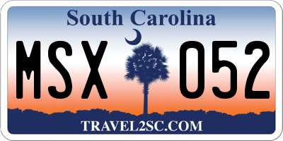 SC license plate MSX052